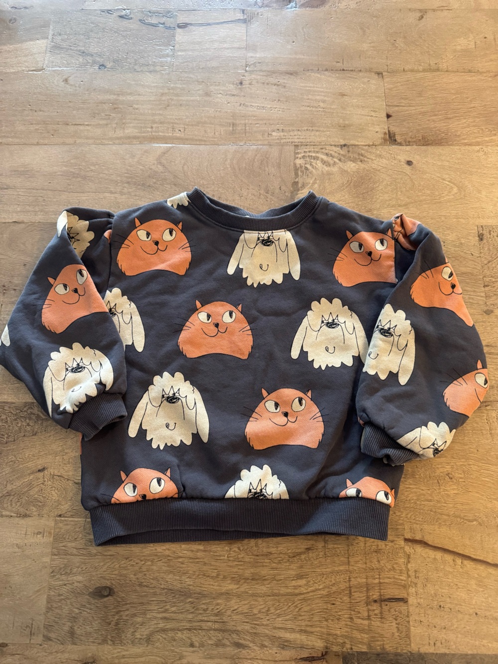H&M Charcoal Sweatshirt Orange Dog Print novelty print sz 4-6
